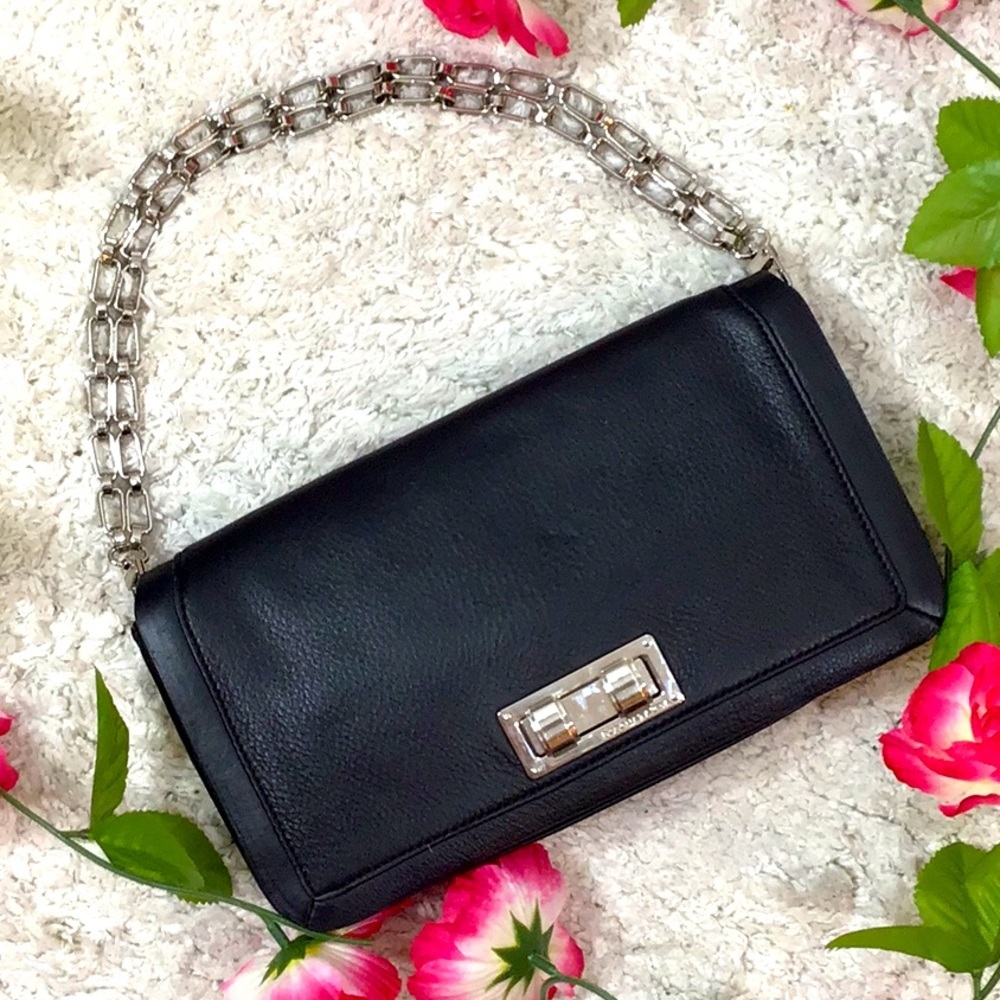 BCBG Maxazria black leather satchel/clutch